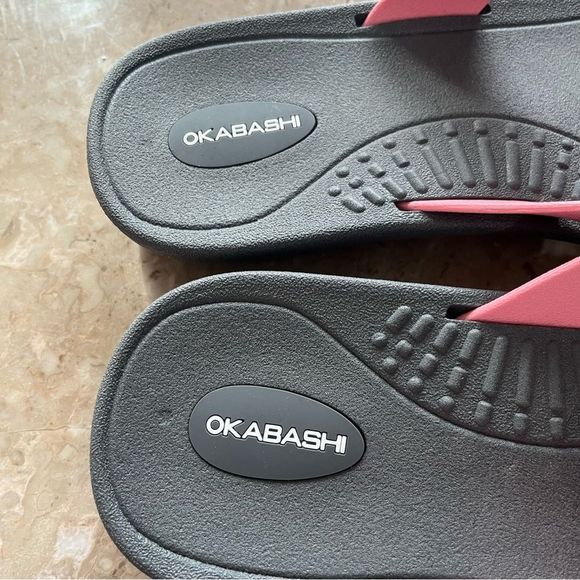 Okabashi pink and grey rubber thong flip flop size large - Picture 5 of 7